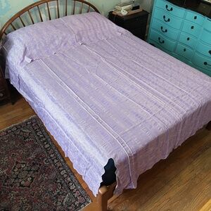 Vintage Lilac 2pc Damask Full Size Bedspread NOS 1950s Lavender Purple